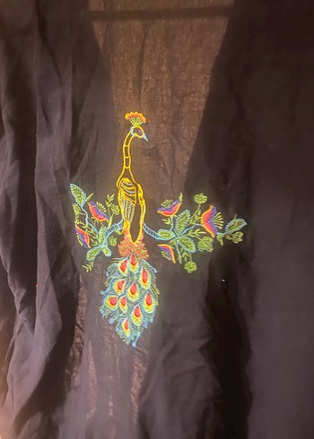 Diğer Siyah Uzun Kollu Bohem Kimono
