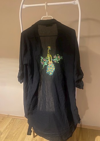 Siyah Uzun Kollu Bohem Kimono