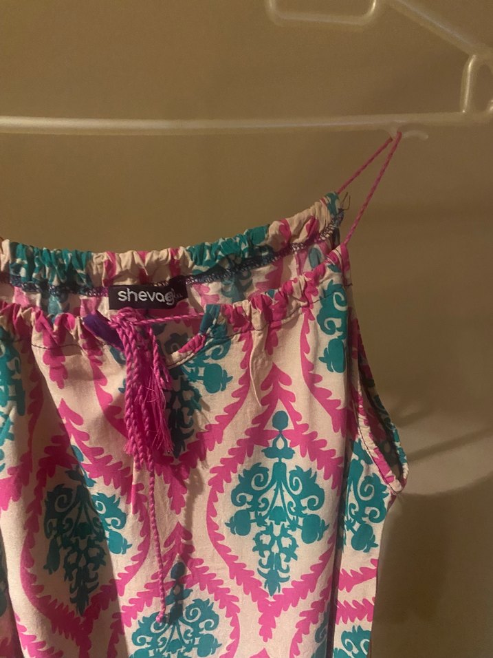 Püsküllü, Askısız Çok Renkli Bohem Bluz - Görsel 3