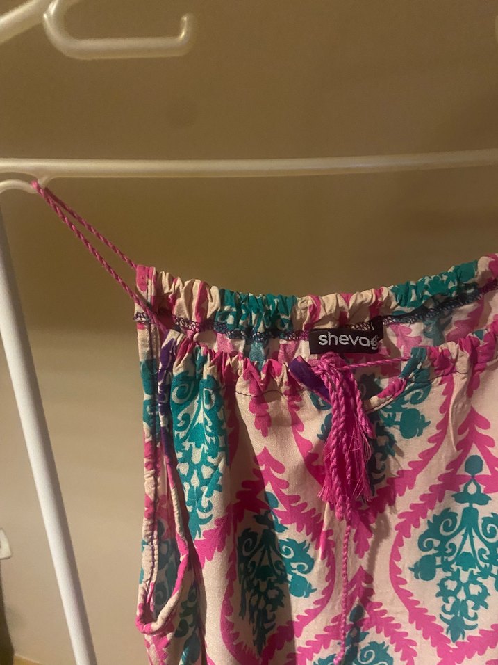 Püsküllü, Askısız Çok Renkli Bohem Bluz - Görsel 2