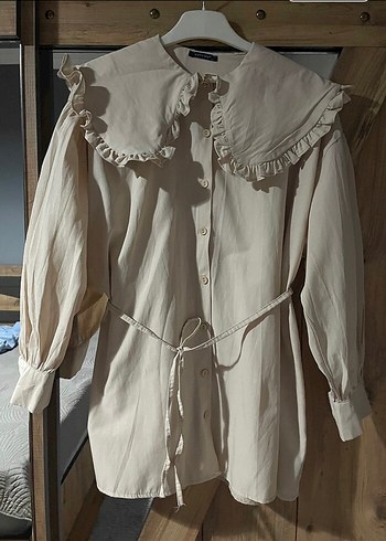 Bej Kadın Keten gömlek - Görsel 2