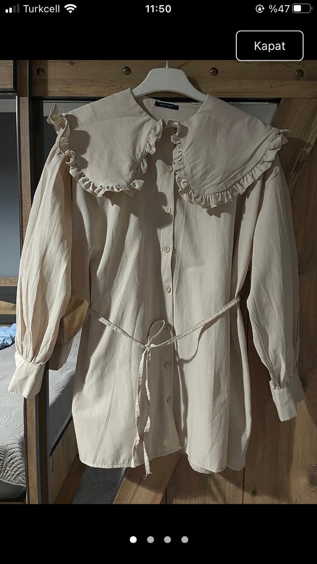 Bej Kadın Keten gömlek - Görsel 2