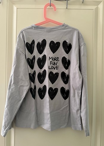 ZARA Uzun Kollu Baskılı Gri Kız Çocuk Tişört - Görsel 3