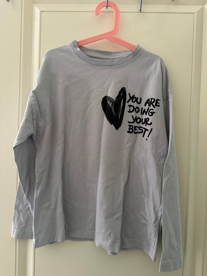 ZARA Uzun Kollu Baskılı Gri Kız Çocuk Tişört - Görsel 2