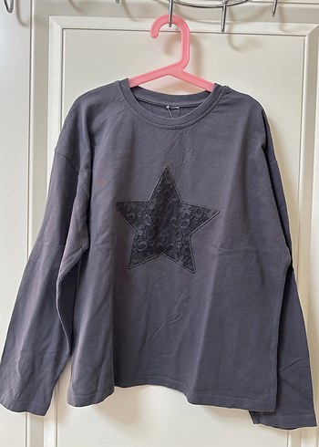 ZARA Kız Çocuk Gri Uzun Kollu Payetli Tişört - Görsel 2