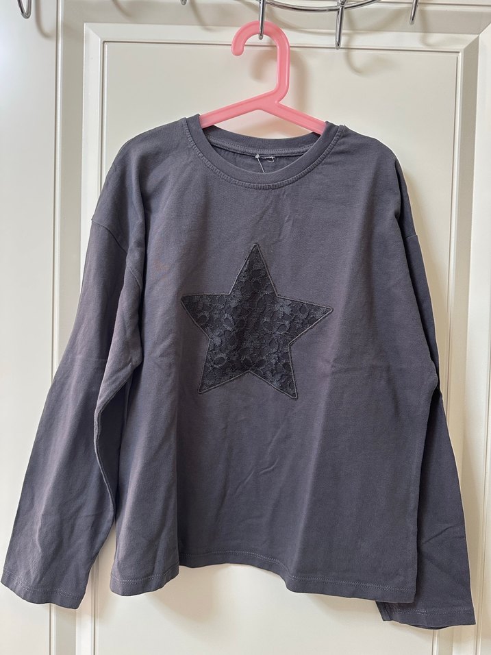 ZARA Kız Çocuk Gri Uzun Kollu Payetli Tişört - Görsel 2