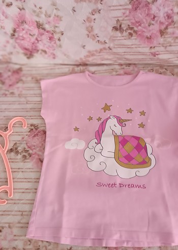 Pembe Unicorn Baskılı Çocuk tişört - Görsel 4