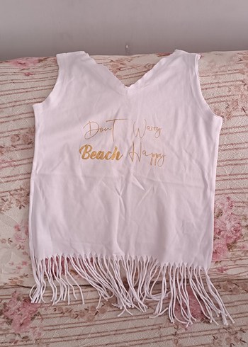 Beyaz Püsküllü Bohem Kız tişört - Görsel 3