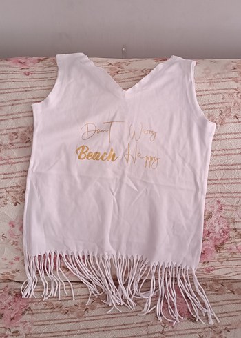 Beyaz Püsküllü Bohem Kız tişört - Görsel 5