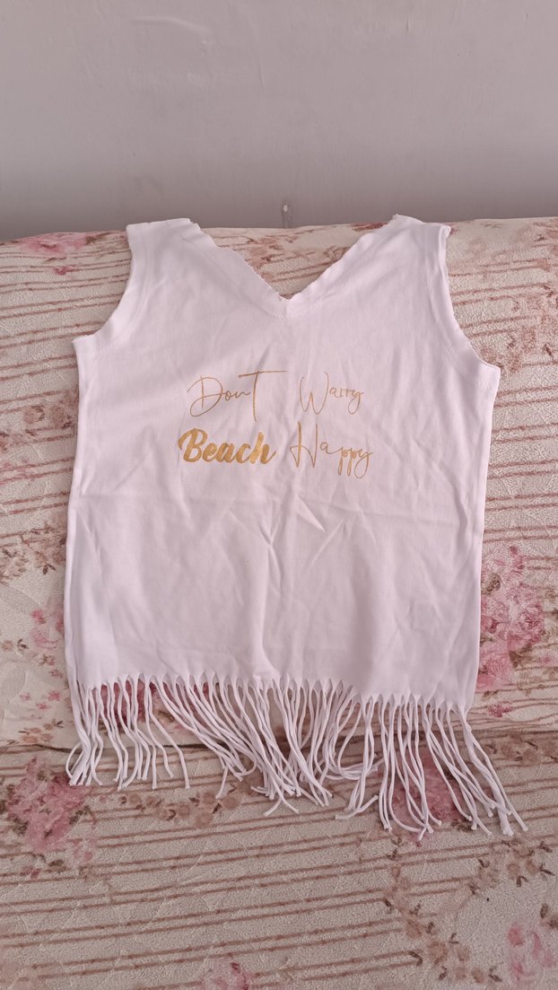 Beyaz Püsküllü Bohem Kız tişört - Görsel 3