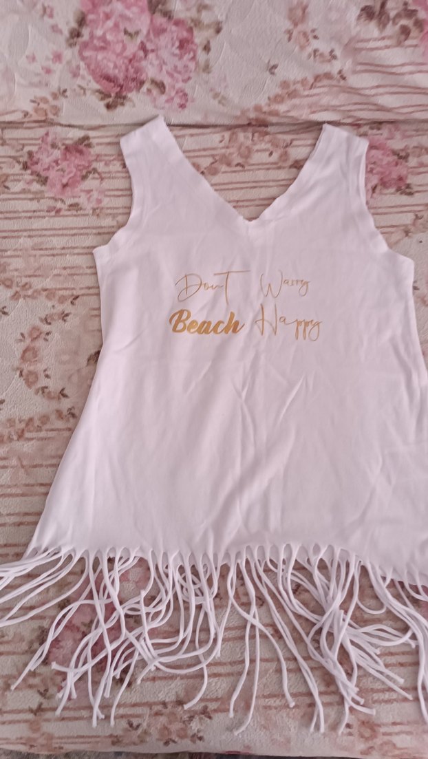 Beyaz Püsküllü Bohem Kız tişört - Görsel 4