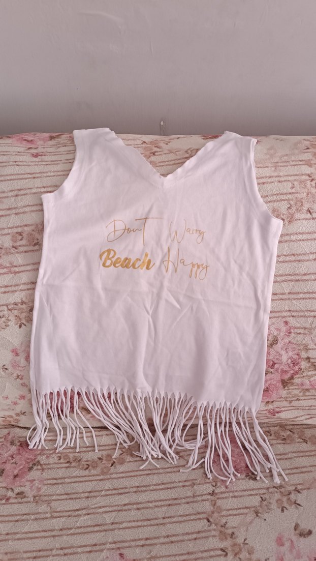 Beyaz Püsküllü Bohem Kız tişört - Görsel 5