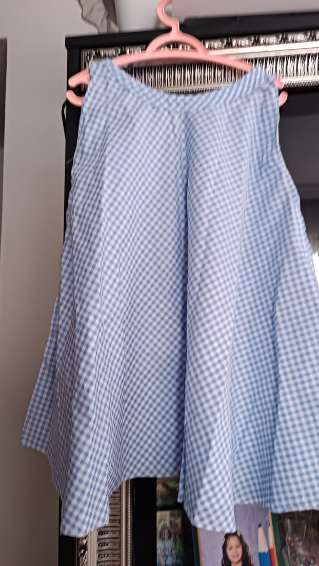 Mavi Pamuklu Pileli Midi Hamile Eteği - Görsel 2