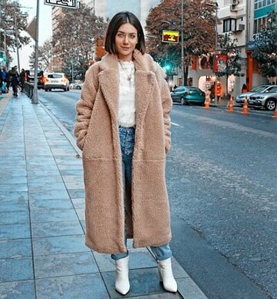 s Beden camel Renk Uzun h&m kürk