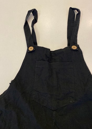 Kadın Siyah Uzun Askılı Bol Kesim Tulum - Görsel 2