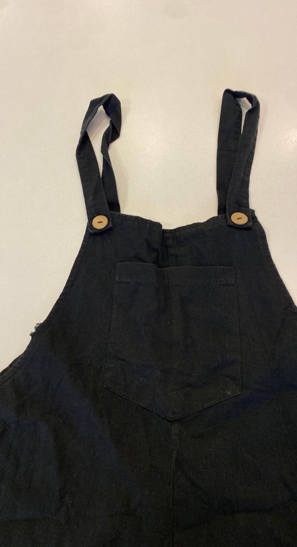 Kadın Siyah Uzun Askılı Bol Kesim Tulum - Görsel 2