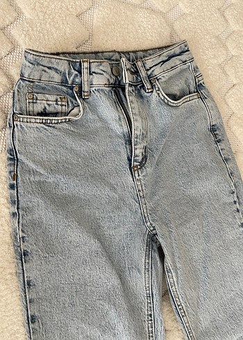 Gri Kadın Peluş Detaylı Denim Pantolon - Görsel 2