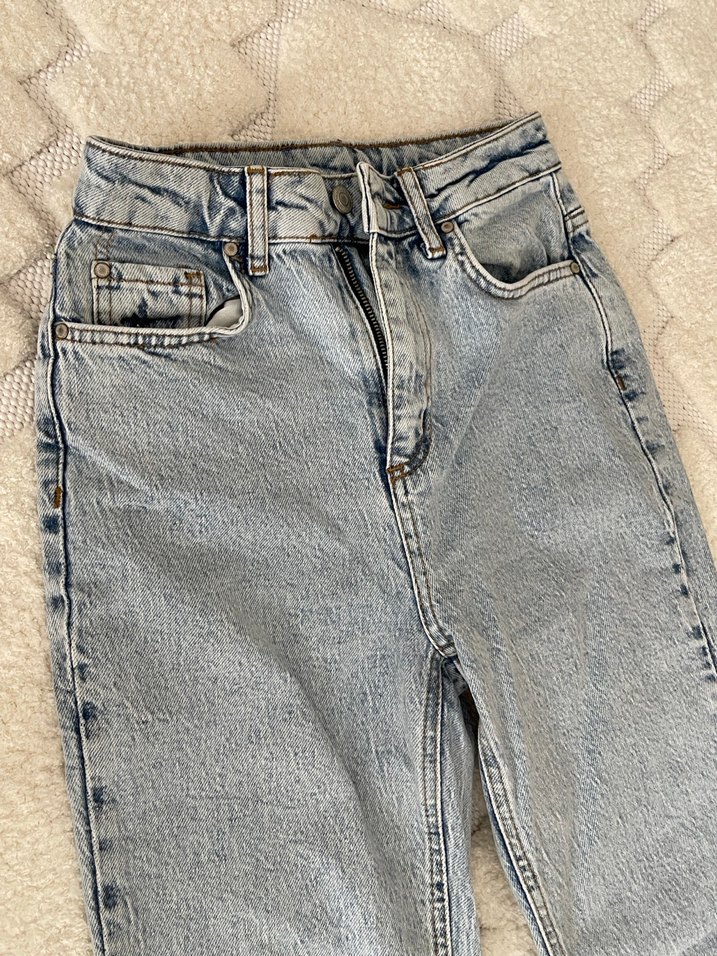 Gri Kadın Peluş Detaylı Denim Pantolon - Görsel 2