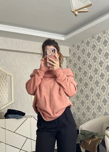 Pembe Straplez Mini Triko Kazak - Görsel 2