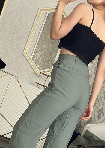 Kadın Haki Kumaş Pantolon Normal Kesim - Görsel 2