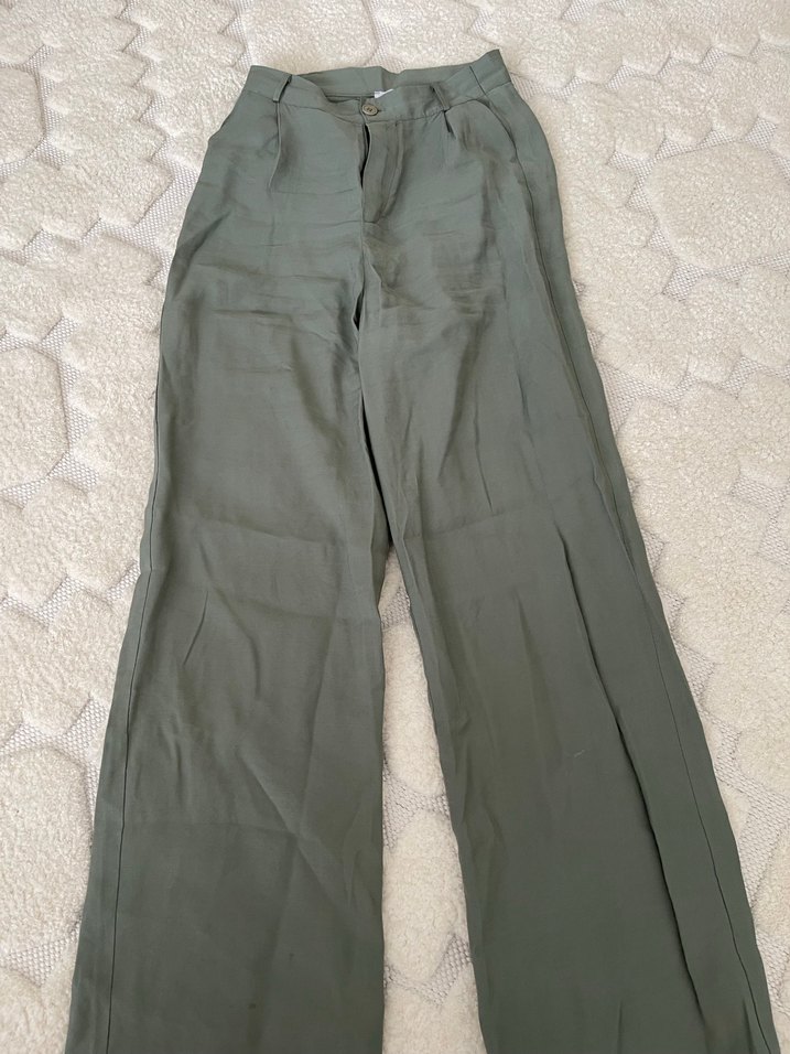 Kadın Haki Kumaş Pantolon Normal Kesim - Görsel 3