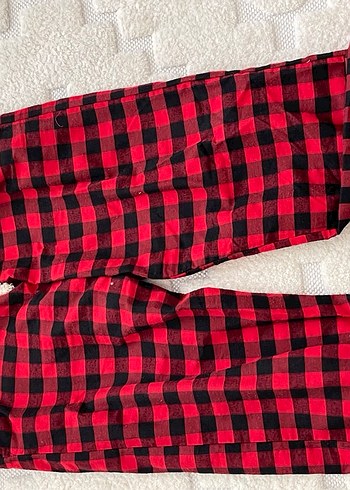 Kırmızı Ekose Rahat Kesim Kadın Eşofman - Görsel 2