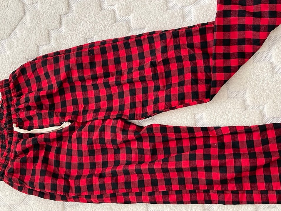 Kırmızı Ekose Rahat Kesim Kadın Eşofman - Görsel 2