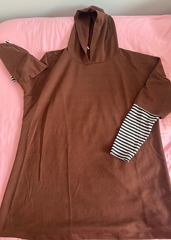 universal Beden kahverengi Renk Kahverengi Kapüşonlu Kadın Sweatshirt