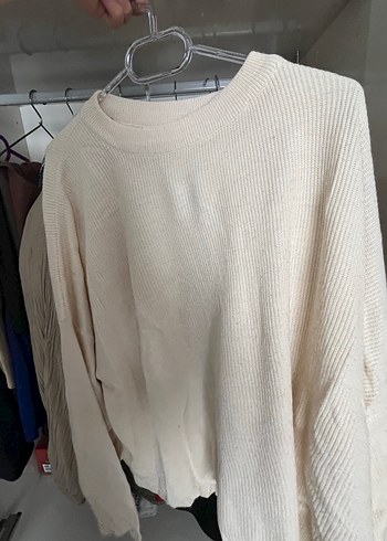 Beyaz triko Kadın Triko Sweatshirt