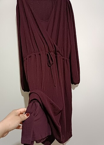 48 Beden Bordo elbise