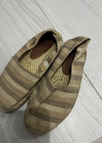 Kahverengi Çizgili Keten Kadın Espadril - Görsel 3