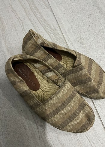 Kahverengi Çizgili Keten Kadın Espadril