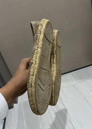 Kahverengi Çizgili Keten Kadın Espadril - Görsel 6