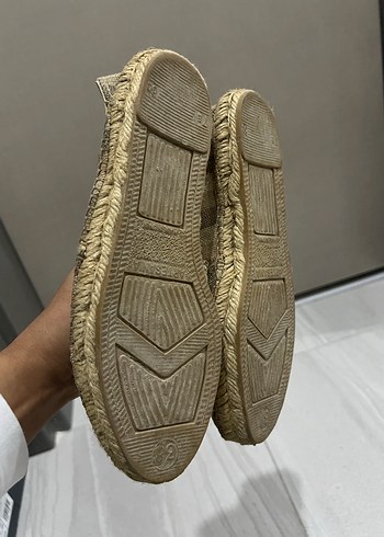 Kahverengi Çizgili Keten Kadın Espadril - Görsel 5