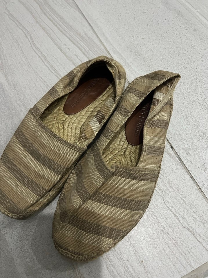 Kahverengi Çizgili Keten Kadın Espadril - Görsel 3