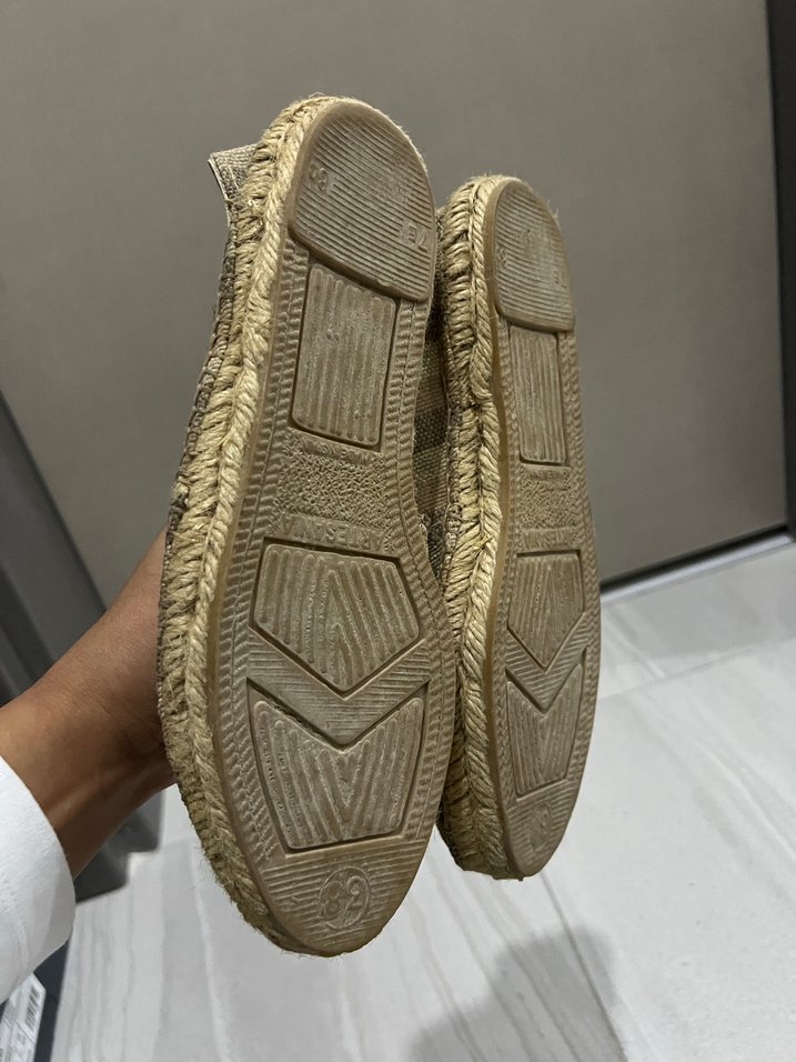 Kahverengi Çizgili Keten Kadın Espadril - Görsel 5