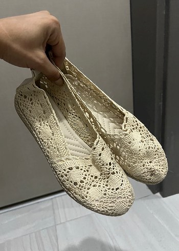 Krem Dantel Örgü Kadın Babet - Görsel 5