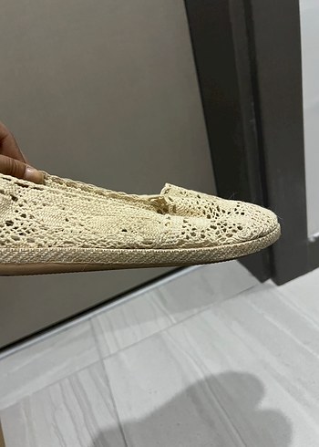 Krem Dantel Örgü Kadın Babet - Görsel 3