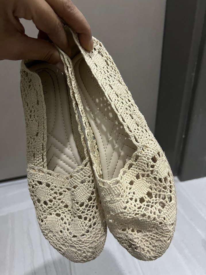 Krem Dantel Örgü Kadın Babet - Görsel 4