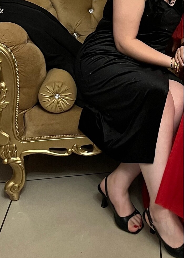 Kadife siyah elbise - Görsel 2