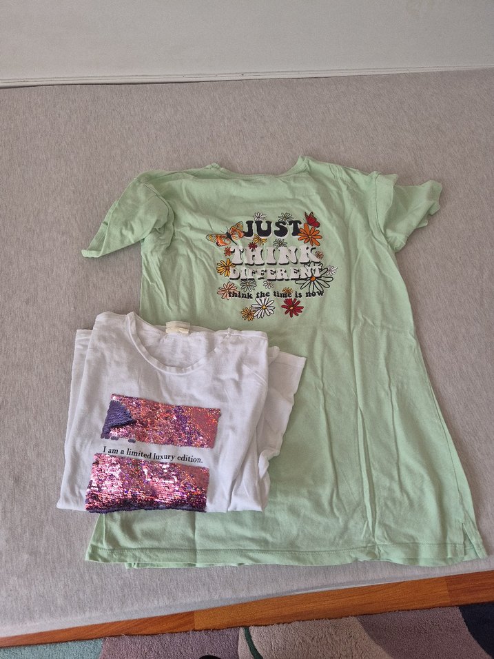 Kız Çocuk Pastel Yeşil Baskılı Tişört - Görsel 3