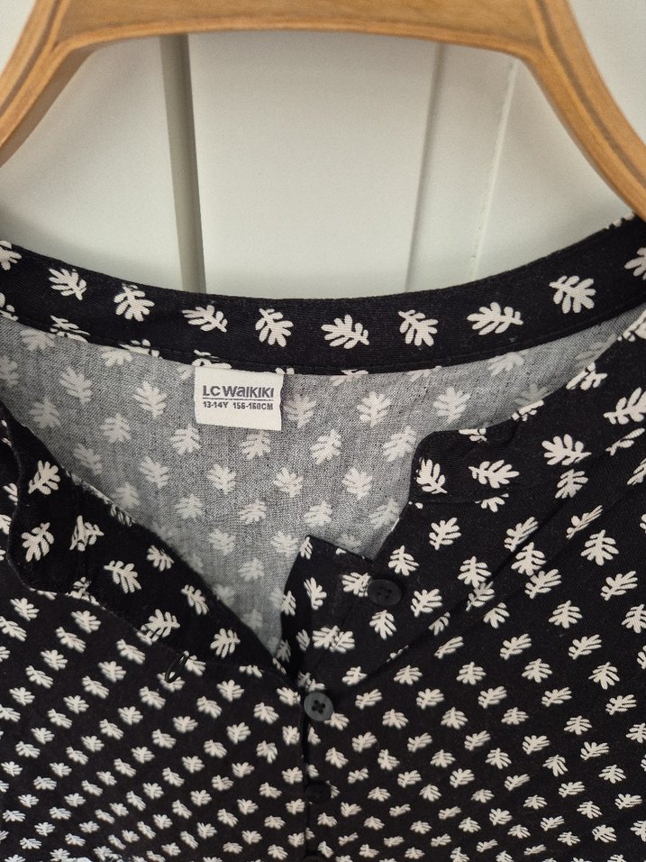 Uzun Kollu Siyah Baskılı Bohem Mini Elbise - Görsel 2