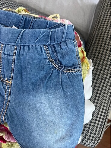 6-9 Ay Beden mavi Renk Kot görünümlü yumuşak pantolon