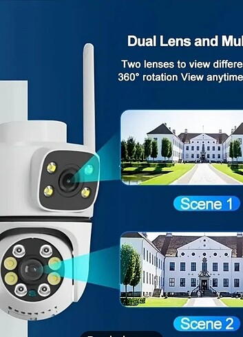 Çift lensli döner başlı wi fi HD kamera