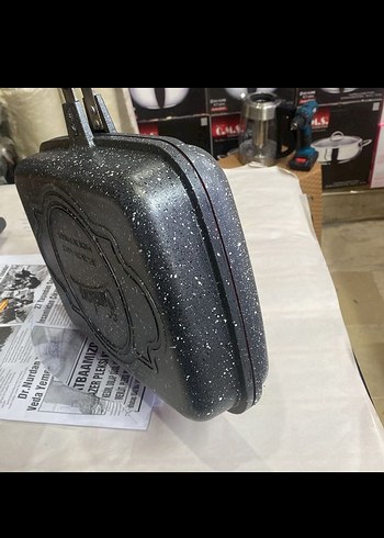 Gri Granit Kaplama Çift Taraflı Tava - Görsel 4