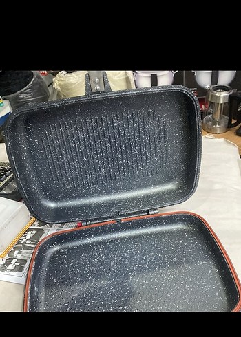 Gri Granit Kaplama Çift Taraflı Tava - Görsel 3