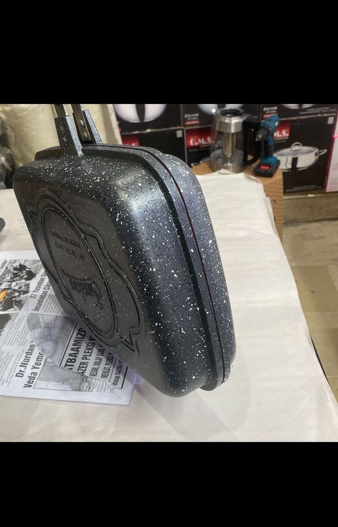 Gri Granit Kaplama Çift Taraflı Tava - Görsel 4