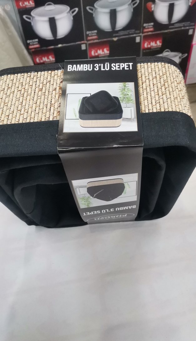 Kokosh Siyah Bambu 3'lü Sepet Seti - Görsel 2