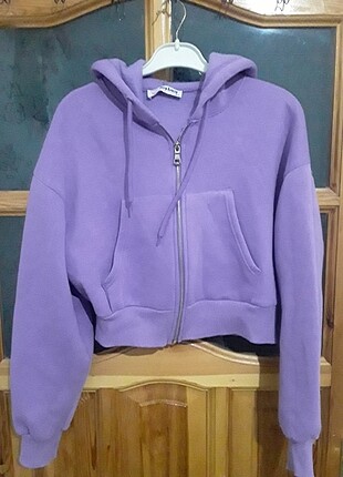 Crop sweatshirt ceket