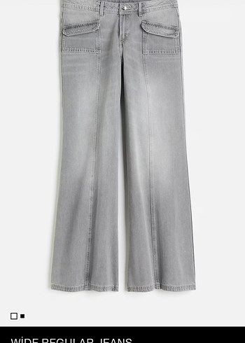 H&M Acik Gri Genis Paca Denim Jean